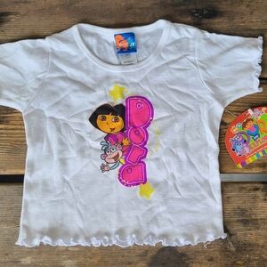 NICKOLEODEON  / DORA SZ 3T NWT WHITE w/ DORA & BOOTS print s/s T-shirt